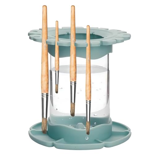 اداة تنظيف فرش الطلاء من تزويق - كوب كبير للفنانين، كوب شطف الكل في واحد للاطفال، لوازم الرسم (اخضر)