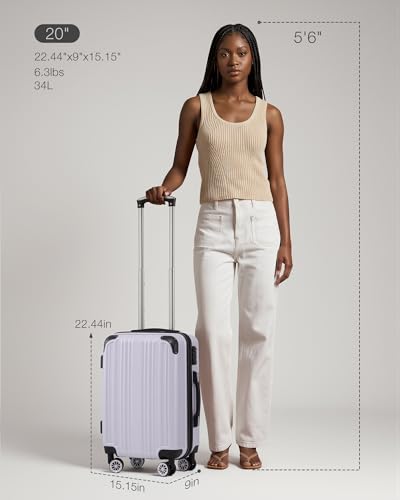 Image of Coolife Carry On Luggage, Suitcase with Durable and Lightweight, carry on suitcase with PC+ABS Hardshell, Dual Spinner Wheels, TSA Lock, and YKK Zipper(white grid new, S(20in) carry on)