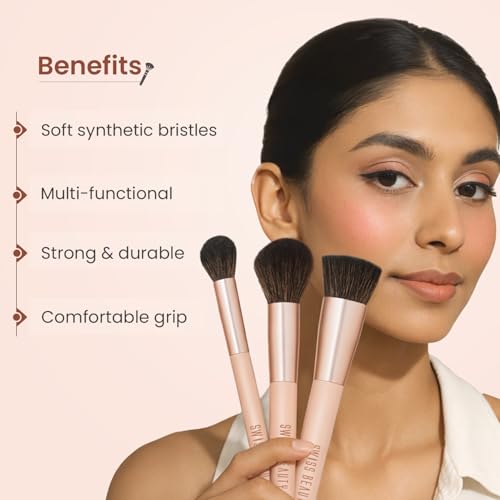 Image of Swiss Beauty Take Me Anywhere 8-in-1 Makeup Brush Set | Compact Travel-Friendly Brush Kit | Soft Synthetic Bristles | Multi-Functional | Durable & Lightweight | Flawless Application | PETA Certified | 8Pcs