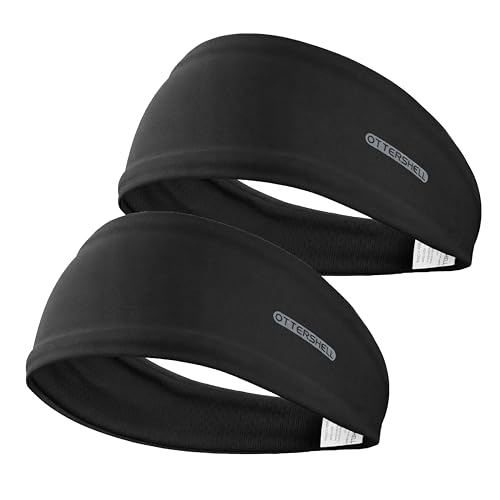 OTTERSHELL Ultraleichtes Stirnband Atmungsaktiv & Schweißableitend Kühlend für Sport Yoga & Fitness Einheitsgröße 4862 cm (L92-Schwarz+Schwarz Einheitsgröße)