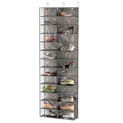 coastal rose Schuhregal über der Tür mit 26 transparenten PVC-Taschen, Schuhregal zum Aufhängen für Tür, Schuh-Organizer für Schrank, Schuhhalter, Aufbewahrungs-Organizer, Grau Cover