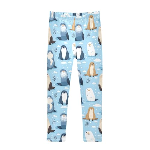senya Girls Printed Leggings Yoga Pants Arctic Animals Walrus Seamless for Kids in 4t to 10 Years, 4T