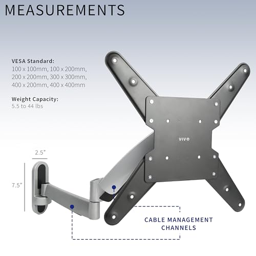 VIVO Counterbalance 26 to 55 inch TV Wall Mount, Height Adjustable Fully Articulating Pneumatic Spring Arm, Max 400x400mm VESA, Silver, MOUNT-VW04G by VIVO - Image 4