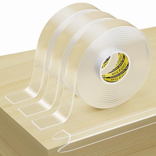 Image of 3Pack Clear Edge Protector Strip, 0.8in x 9.84FT(29.52FT Total), Sharp Edge Wrap Cover Tape, Self Adhesive Protective Bumper Guards for Cabinet Door Desk Glass Table Furniture, Kitchen Countertop
