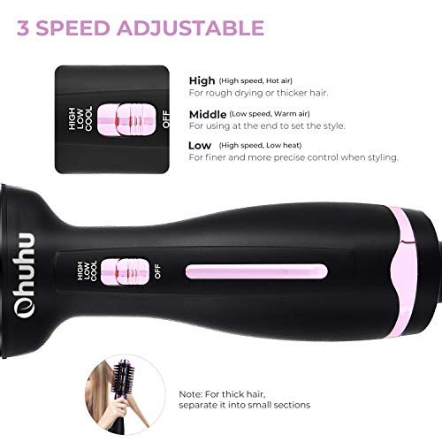 image for Hair Dryer Brush, Ohuhu Hot Air Brush 4 in 1 Hair Dryer & Volumizer, E