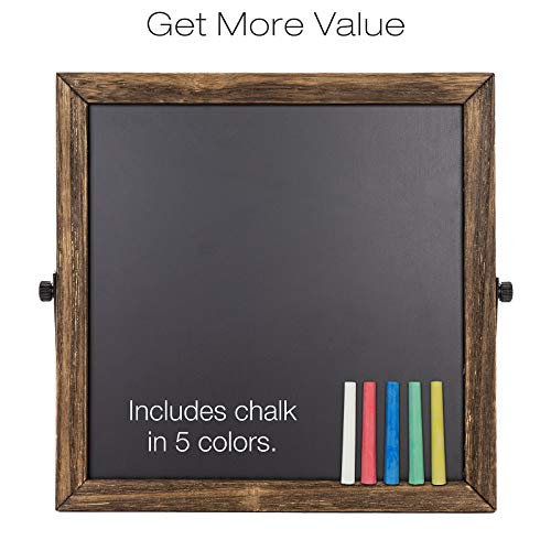 Excello Global Products Rustic Chalkboard Sign Wooden Frame With Adjustable Stand Menu Message Board Double Sided Display Magnetic Surface Reversible 11 X 11 Inches #TOP3