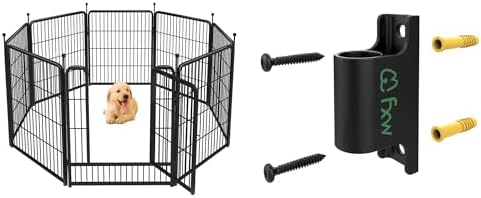 FXW 32 inch 8 Panels Rollick Dog Playpen & FXW Fence-to-Wall Anch...
