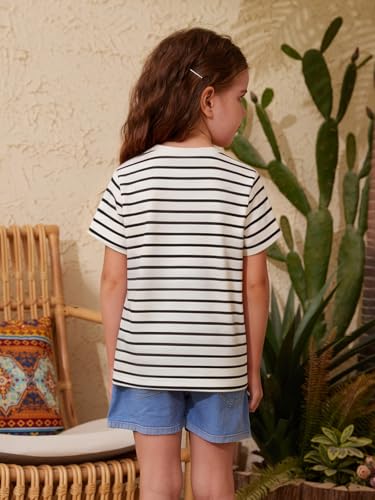Image of ZDC Girls' Short Sleeve Shirts Kids Crewneck T-Shirts Summer Tops Basic Tees 5-14 Years