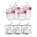 Comotomo Baby Bottle Bundle, Pink, (7 Piece Set)
