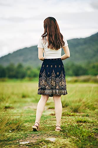 Lannaclothesdesign SKSR-PE-5600-XS/S-DB High Waisted Skirts For Women Short Flowy Summer Skirt Trendy Outfit Knee Length Boho Clothing Fall Skirts thumb #7