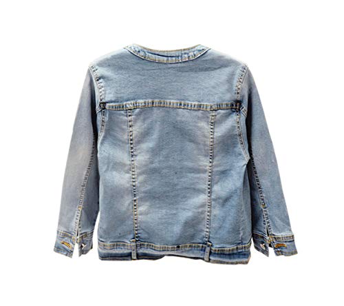Denim Jackets Washed Three Quarter Sleeve Stretch Collarless Short Jeans Coat2