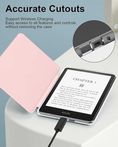 Image of T Tersely Magnetic Case for All-New Kindle 11th Generation 2024 /2022 Release, 6 inch, Stand Cover with Magnetic Clear Case for PopSockets Grips, Auto Wake /Sleep, Compatible with MagSafe, Pink