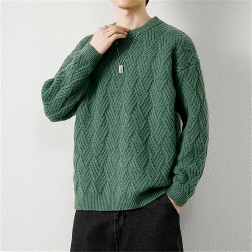 Men's Warm Pullovers Knitted Sweater Round Neck Vintage Harajuku Loose Solid Color Winter Sweaters Men Pullover3