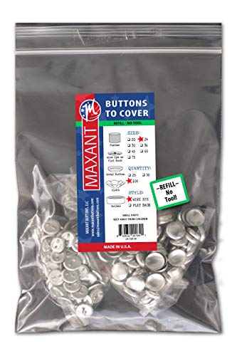100 Buttons to Cover - Made in USA - Self Cover Buttons with Wire Eyes Size 24