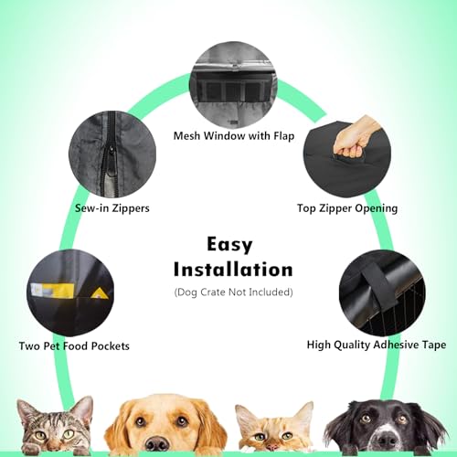 Dog Crate Cover, Polyester Dog Kennel Cover, Waterproof Pet Kennel Cover Fits Most 48 inch Dog Crates for Indoor Outdoor(Cover only) Dog Crate Cover, Polyester Dog Kennel Cover, Waterproof Pet Kennel Cover Fits Most 48 inch Dog Crates for Indoor Outdoor(Cover only)