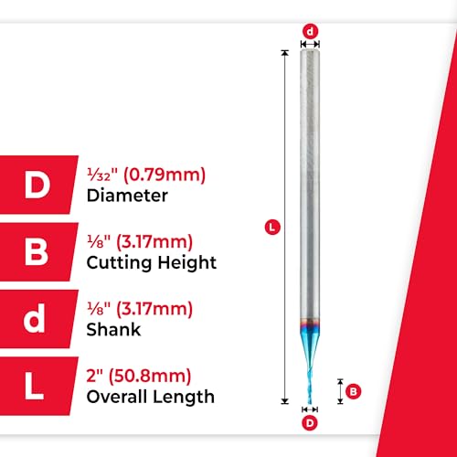 Image of Amana Tool Solid Carbide Spektra Extreme Tool Life Spiral Plunge Router Bit Down-Cut, 46229-K, 1 /32 Dia x 1 /8 x 1 /8 CH Inch Shank 2 Inch L