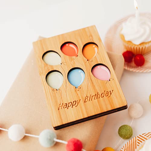 Happy Birthday Card By Heartspace, Balloon Party Design: Premium Wooden Greeting Cards Handmade From Sustainable Real Bamboo Wood #TOP4
