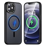 【MagSafe対応・マット質感】KWATUNG iPhone 12/12 Pro 用 ケース magsafe対応 米軍MIL規格 アイフォン12 Pro用ケース マグネット搭載 マグセーフ対応 薄型 耐衝撃 耐久性 傷防止 指紋防止 黄変防止 あいふおん 12 用 スマホケース iphone12 / 12 Pro 用 6.1インチ対応 半透明 マット仕上げ ブラック