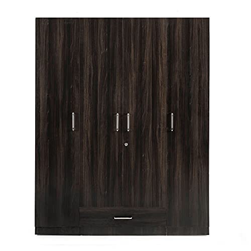 Image of Wakefit Wardrobe | 1 Year Warranty | Engineered Wood Almirah, Cupboard for Clothes Storage | 4 Door, 1 Drawer, 2 Hanging Space | Cashmere - Dark Brown