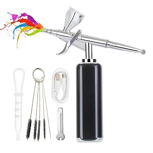 Image of Cordless Airbrush Set with Compressor kit, Trigger Type, High Airflow, Miniature Painting Tool, Temporary Tattoo, Dye Spray Gun for Hair, Barber Enhancement Air Brush, Nail Art.