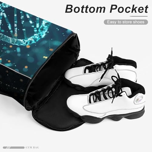 DNA Double Helix Drawstring Backpack, Dry Wet Separate Gym Bag Unisex Sports Drawstring Bag for Work, Fitness4