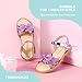 PANDANINJIA Girls Sandals Toddler/Little Kid/Big Kid Open Toe Cute Bow Flats Dress Sandals Summer Shoes (Purple Glitter, 4 M US Big Kid)