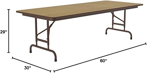 Miniatura 300 de Correll - Mesa plegable de altura ajustable y resistente, parte superior laminada de alta presión, fabricada en Estados Unidos, delantal de acero