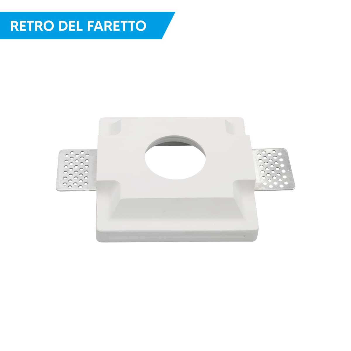 Eurekaled - 5 pezzi Portafaretto da Incasso in Gesso CERAMICO Quadrato slim con Vetro per cartongesso per GU10 12x12x3cm - A scomparsa totale C13