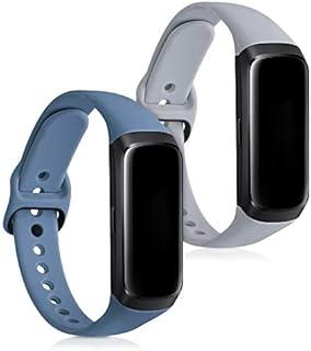 kwmobile Watch Bands Compatible with Samsung Galaxy Fit (SM-R370) - Straps Set of 2 Replacement Silicone Band - White/Grey