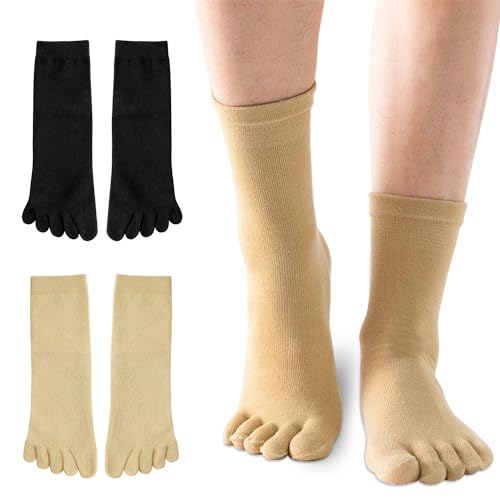 2Pairs Toe socks Men Women,Five Finger Crew Socks Athletic sock,Breathable Toe Socks Sports Running
