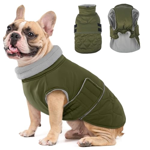 Hjumarayan Hundemantel Französische Bulldogge, Wattierend Jacke Warme Mantel Hund Geschirröffnung, Wintermantel Gefüttert für Französische Bulldogge, Mops,...