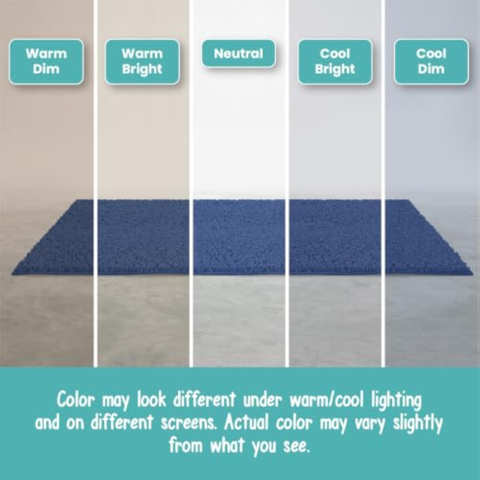 Non Slip Shaggy Chenille Bath Mat, Blue