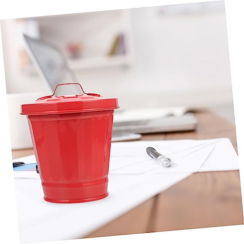 Caneca de basura metálica roja para escritorio 4.33x3.54x3.54 in miniatura 4