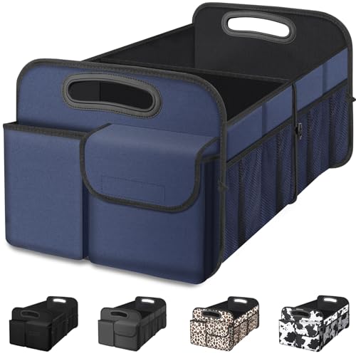 Image of Femuar Car Trunk Organizer, Collapsible, Waterproof, Non-Slip, Blue, 52L, 5 Compartments, Rectangular, Portable, Practical /Functional