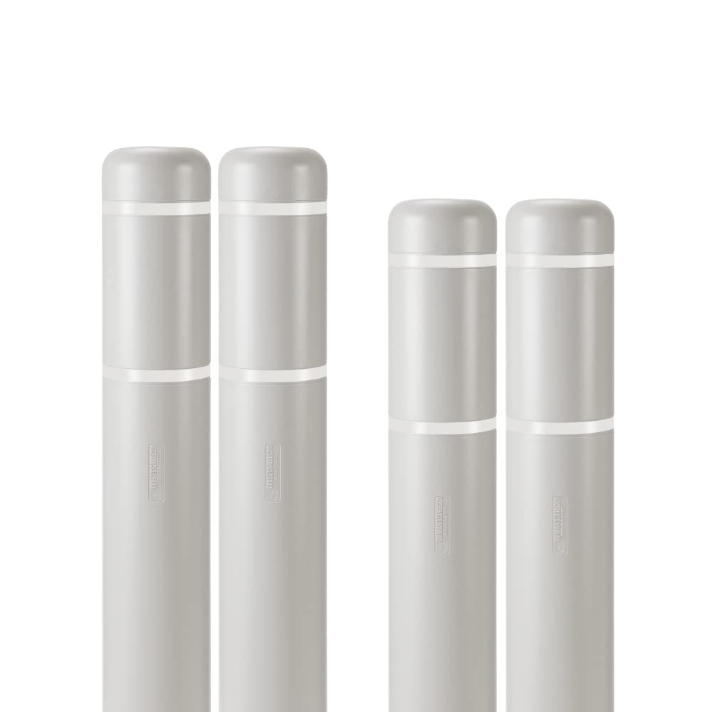BollardGard 7" x 52" 4-Pack Bollard Cover - Innoplast (Light Gray White Tape)