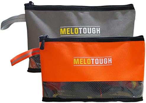 Melo Tough Multi Small Tool Pouch Small Tool Bag Zipper Bag Zipper Pouches, Durable Storage Organizer Tote bag 2 packs (Grey+Orange)