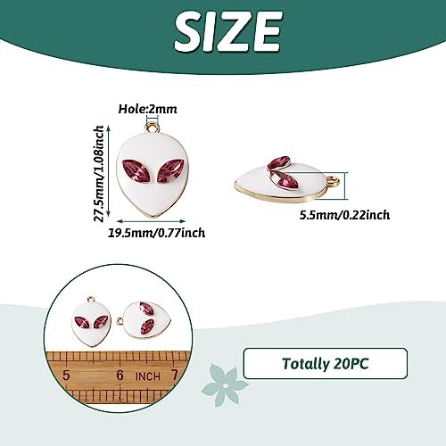 Spritewelry 20Pcs Enamel Alien Charms - Cute Rhinestone Alien Face Pendants For Jewelry Making