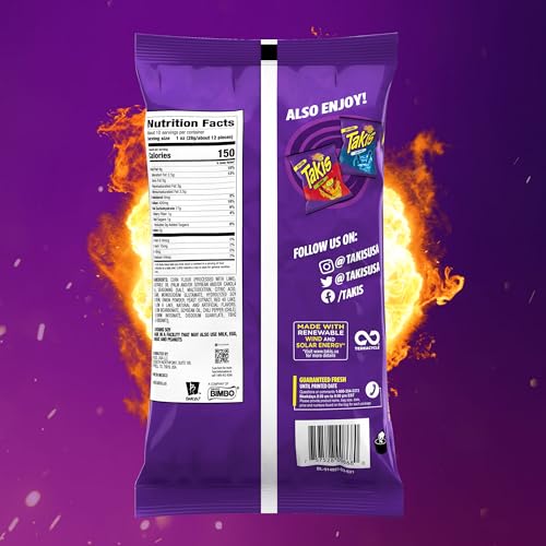 Takis Fuego Rolled Spicy Tortilla Chips, Hot Chili Pepper Lime Flavored, Multipack Box 14 Bags, 9.9 Ounces Each