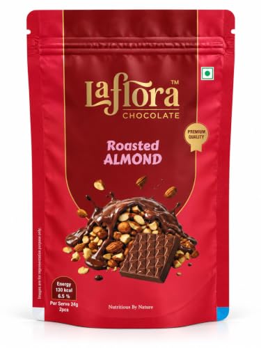 Image of Laflora Roasted Almond Chocolate | Premium Chocolate Coated Roasted Almonds | Crunchy Nutty Chocolate Snack | Rich Cocoa Flavor | Perfect for Gifting & Snacking | Resealable Pack