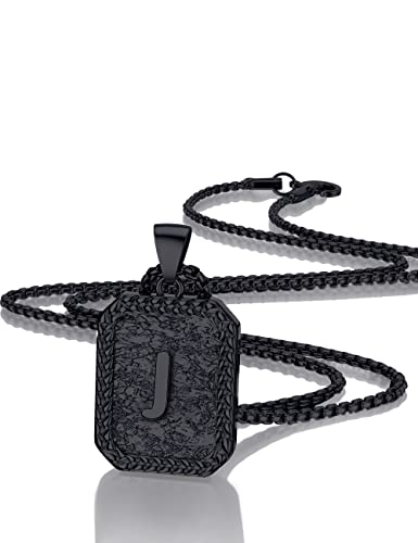 Initial Letter Pendant Necklace for Men Women Sterling Silver/Gold Plated Box Chain Necklace 20 Inches Initial Necklaces for Men