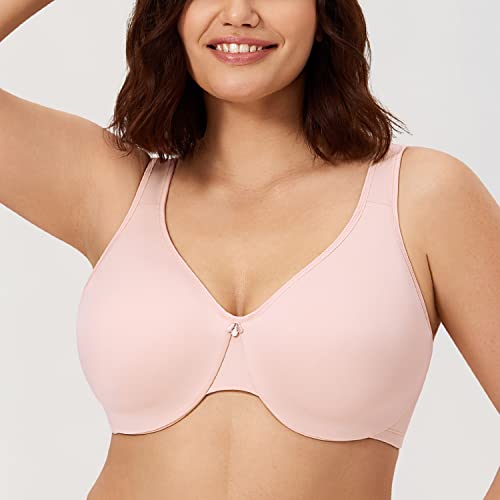 Calvena Women's Minimizer Bra Full Coverage Plus Size Smooth Underwire Seamless Bra Gentle Rose 38H #TOP2