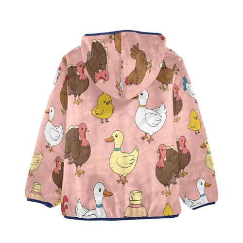 Farm Animals on Pink Toddler Fleece Jacket Girl Boys Hooded Fleece Jacket Coat Warm Outwear Zip-up 3-10T2