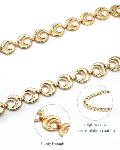 Gold Waist Chain Belt for Women, Adjustable Fashion Metal Body Link Belts for Jeans Dresses3