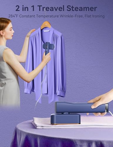 Image of Steamer for Clothes,Sundu Portable 2-in-1 Travel Steamer&Iron,15s Fast Heat-up,100ml Water Tank,Ironing Gloves,25 Min Powerful Continuous Steam,1000W&4 Modes Light Steam Iron for Travel&Home(Blue)