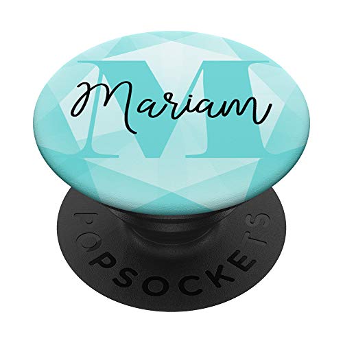 Mariam Name Aqua Teal Diamond Collapsible Phone Grip PopSockets PopGrip: Swappable Grip for Phones & Tablets