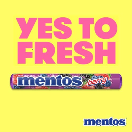 Image of Mentos Candy, Chewy Candy Mint Roll, Berry Flavored, Amazon Exclusive, Party, Office, Concessions, 14 Pieces (Bulk Pack of 15 Rolls)