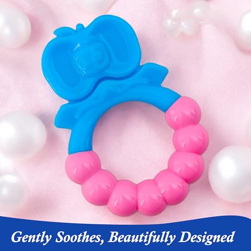 Image of MamaLaps Soft Silicone Baby Teether, Silicone BPA Free Teethers for Newborn Infant, Teething Toy for Babies with Textured Surface for Soothing Gums (Pack of 1, Ribb Apple-Blue)