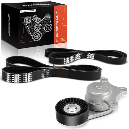 A-Premium Engine Serpentine Belt Drive Kit with Tensioner Compatible with Ford & Mazda & Lincoln Cars - Explorer 2011, Fusion 2010-2012, Edge 2007-2011, 6 2009-2013, CX-9 2007-2015, MKZ 2007-2012, MKX