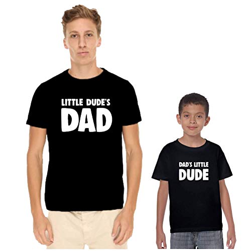Image of TheYaYaCafe Fathers Day Little Dude Dad Son Family T-Shirt Combo for Dad and Son