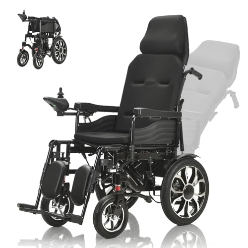 Heavy Duty Electric Wheelchair Reclining Foldable Electric Wheelchairs for Adults 15 Miles Range All Terrain Portable Power Motorized Wheelchair for Seniors 330 Lbs Capacity